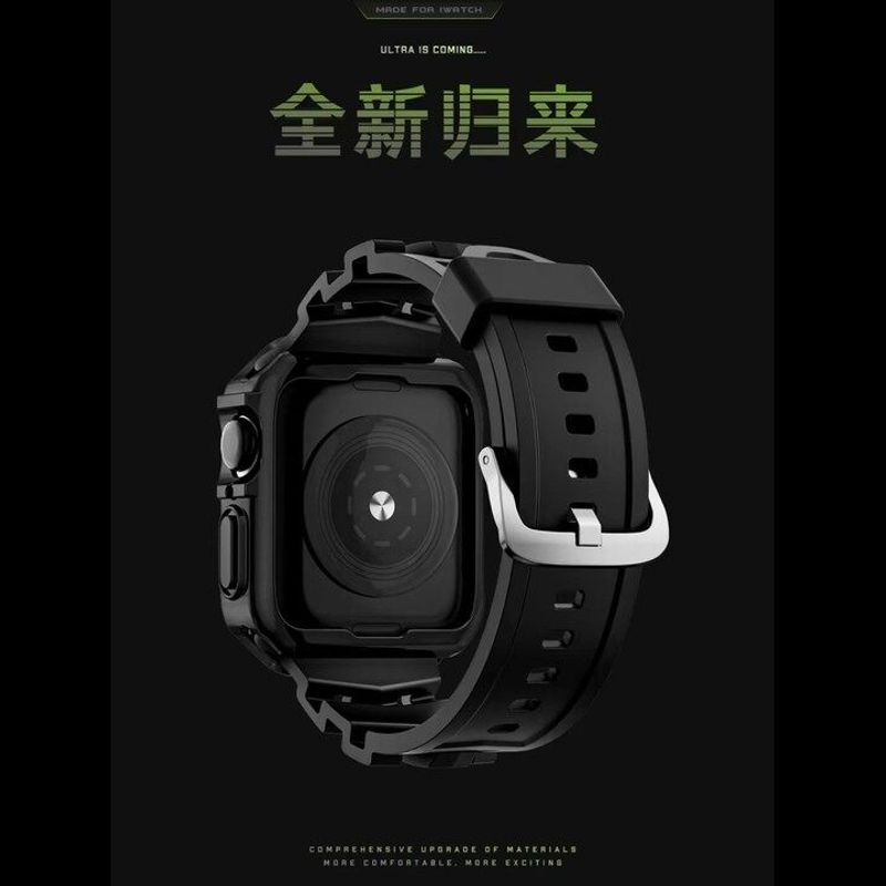 สายซิลิโคน + เคสสำหรับ Apple Watch TPU Ultra 49มม. 44มม. 40มม. 42 38มม. 45มม. 41มม. สายรัดข้อมือสำหรับ I Watch Series 8 7 6 SE 5 4 3 (ไม่รวมนาฬิกา)