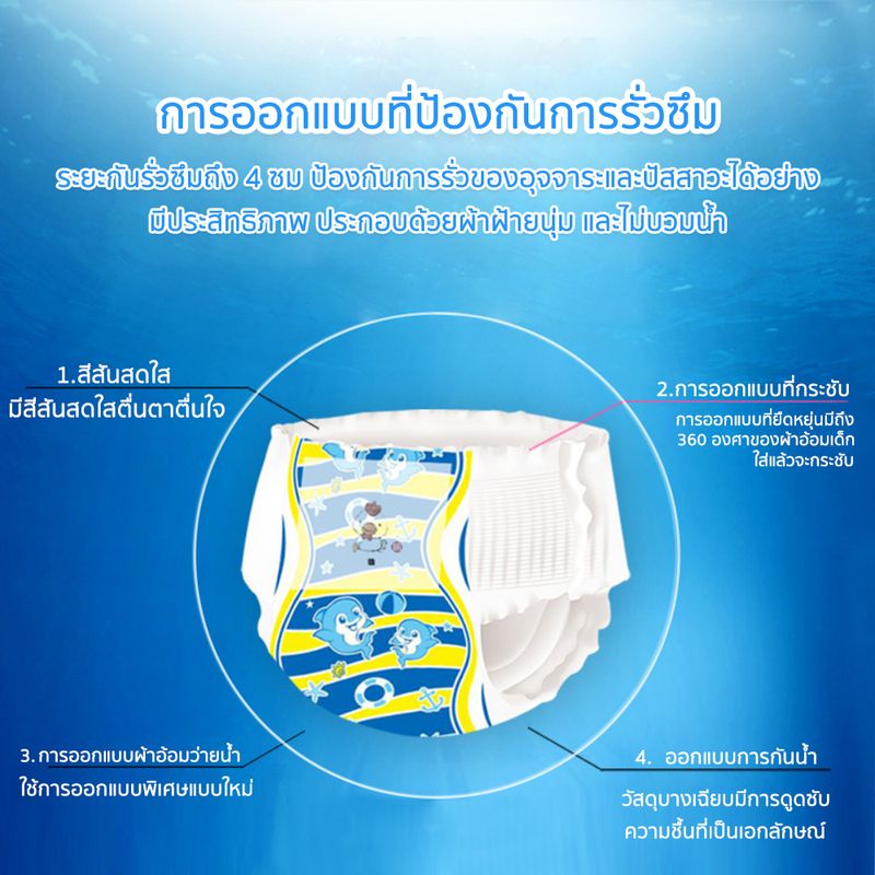 DODOLOVE Baby Diaper Swim Pants กางเกงผ้าอ้อม กางเกงว่ายน้ำ ผ้าอ้อมสำเร็จรูป  สำหรับเด็กใส่ว่ายน้ำ ไม่บวม ไม่อุ้มน้ำ