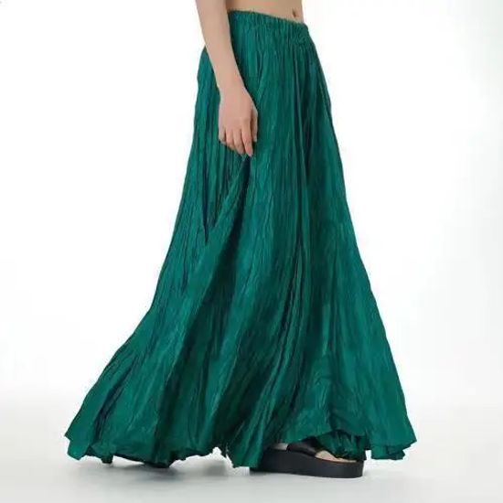 ผู้หญิงจีบชุดยาว 720 องศากว้าง Hemline Slimming ร่มกระโปรงยาวพิเศษ GROUND Gown พับกลางกระโปรง