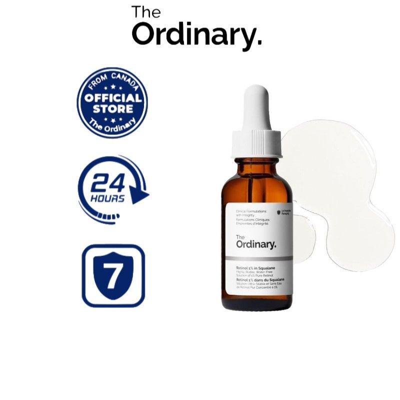 The Ordinary Retinol 1% in squalane 30ml เซรั่มเรตินอลที่มีความเข้มข้นสูงซึ่งมุ่งเป้าไปที่สัญญาณทั่วไปของการแก่ชราของผิว