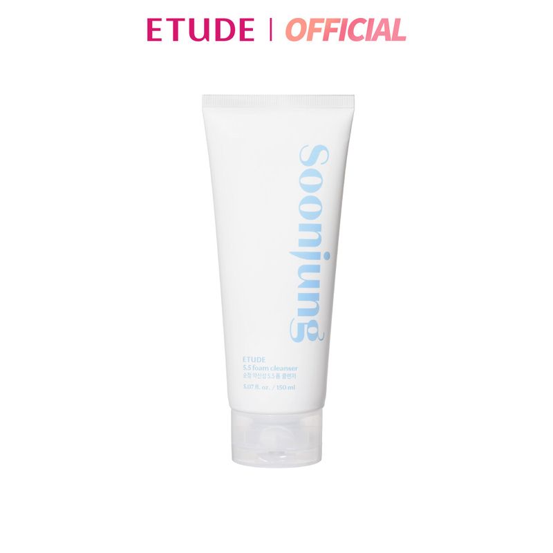 (ซื้อ1 ลด15% แถมฟรีโฟมล้างหน้า100ML ตั้งแต่วันที่ 6 ก.ค.20:00 - 9 ก.ค. 23:59) ETUDE Soon Jung 5.5 Foam Cleanser (150 ml) อีทูดี้ (โฟมล้างหน้าสูตรสำหรับผิวบอบบางแพ้ง่าย)