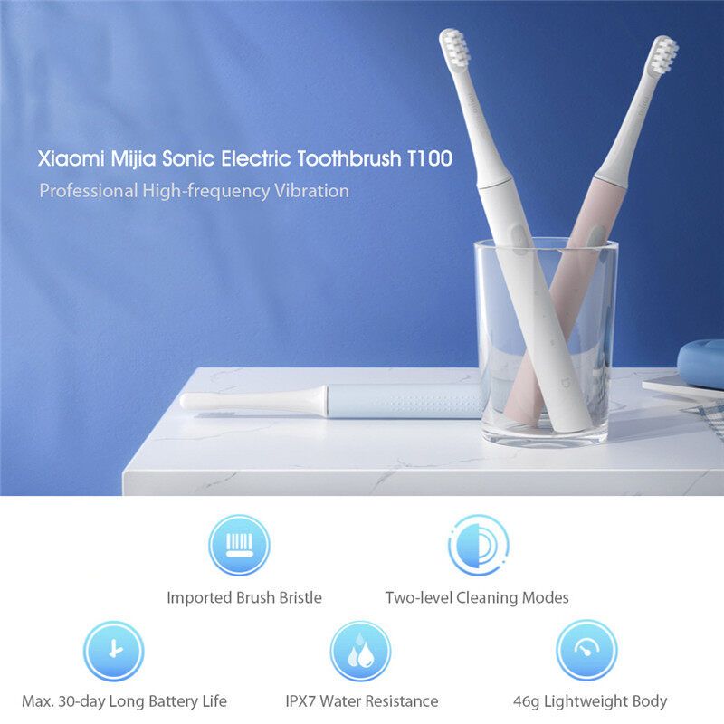 แปรงสีฟันไฟฟ้าXiaomi Mijia T100 Sonic Electric Toothbrushแปรงสีฟันอัตโนมัติ ชารจ์USBแปรงสีฟันไฟฟ้ากันน้ำ เปลี่ยนหัวได้XM03