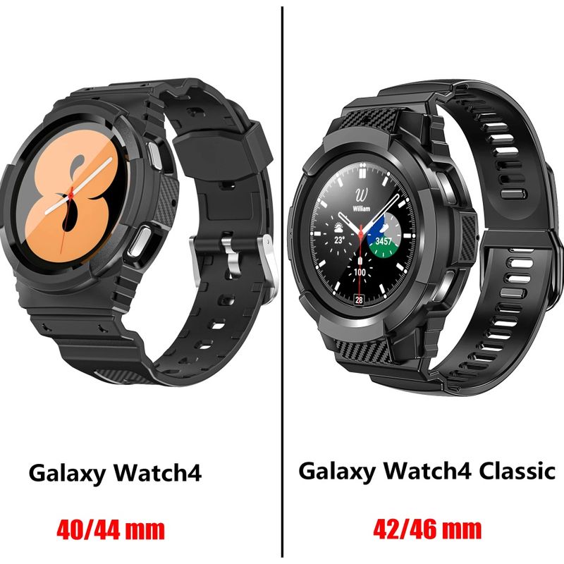 สายนาฬิกาข้อมือ คาร์บอนไฟเบอร์ TPU ทนทาน สําหรับ Samsung Galaxy Watch 4 5 Frontier Galaxy Watch 4 40 มม. 44 มม.