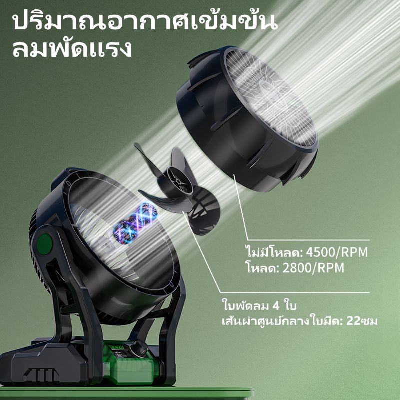 🔥มีสต็อก🔥  พัดลมไร้สาย 12 พัดลมแบตเตอรี่ไร้สาย 21V นิ้ว พัดลมพกพา พัดลมพกพาชาร์จ พัดลมอเนกประสงค์ มีไฟ LED ปรับแรงลมได้