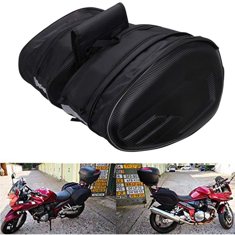 กระเป๋าอานรถมอเตอร์ไซค์ Motorcycle waterproof Saddle Bags ความจุมากใส่ของได้เยอะ ขยายได้ ดีไซน์สวยคม กันน้ำ สีดำ