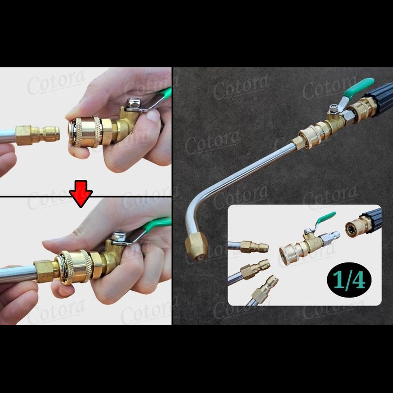 สวมเร็ว หัวฉีดน้ำล้างแอร์ 1/4 ต่อสายฉีดน้ำแรงดัน สายไฮดรอลิค ต่อปั๊มฉีดน้ำ หัวฉีดล้างแอร์ 1/4  (แถมฟรี เทปพันเกลียว 1 ม้วน Cotora) 30 90 U