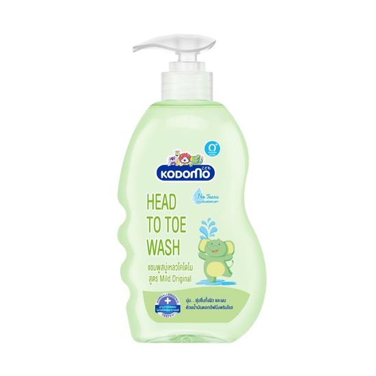 KODOMO Mild Original แชมพูสบู่เหลว โคโดโม Head to Toe Wash ขวดปั๊ม 400 มล.(light green)