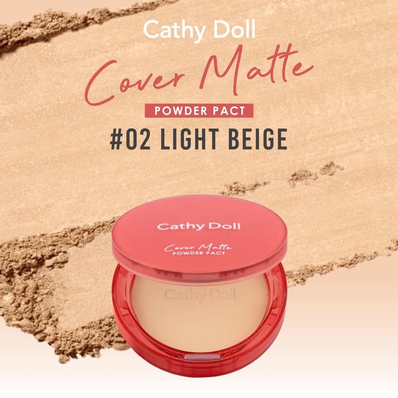 แป้งตลับ CATHY DOLL COVER MATTE POWDER PACT SPF30 PA+++ 4.5g (#02 LIGHT BEIGE)