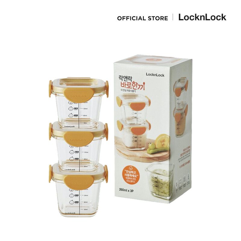 LocknLock - เซตกล่องแก้วใส่อาหารสำหรับเด็ก Baby Food Container 3 ชิ้น รุ่น LLG510S3