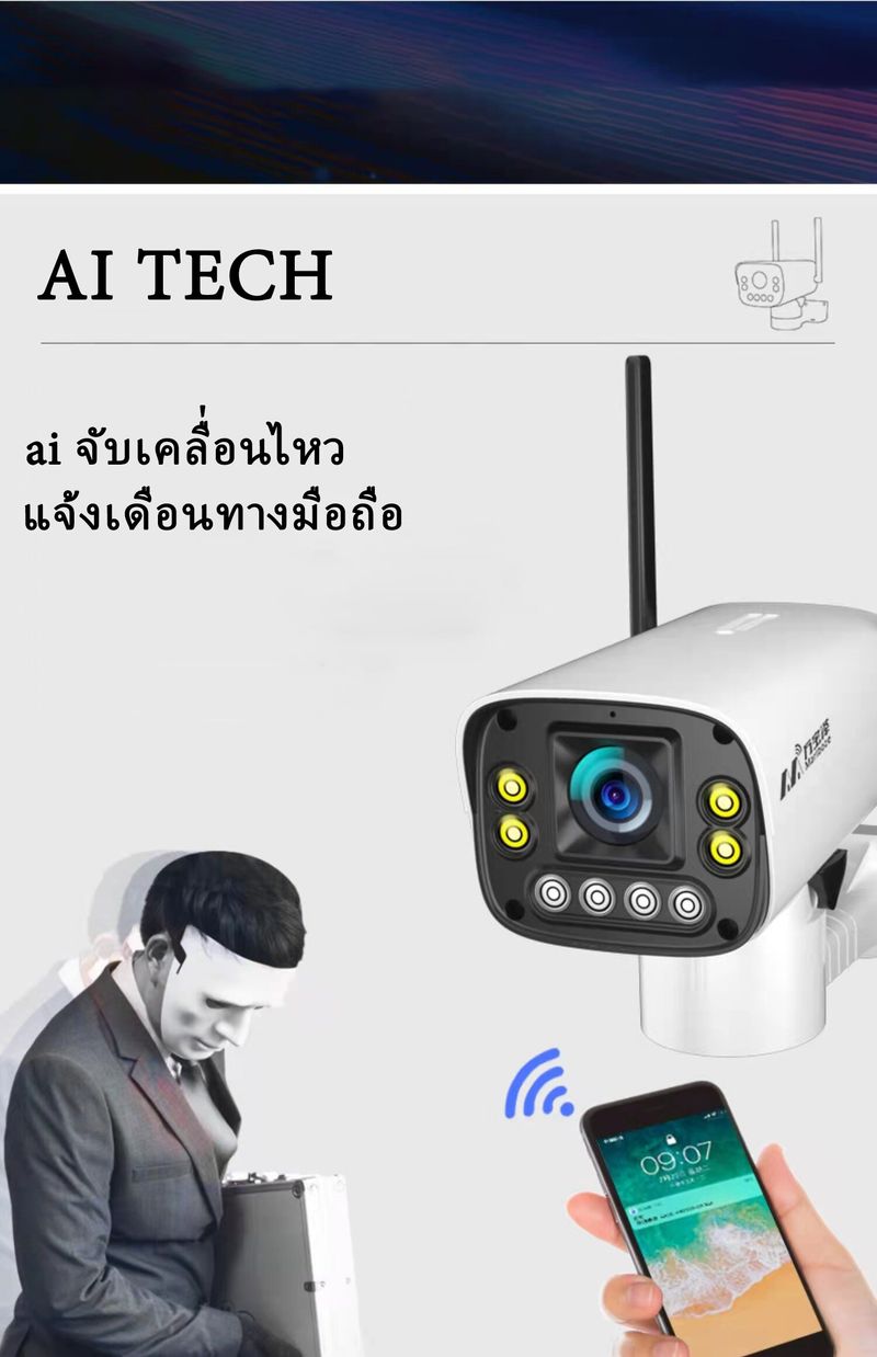 HVISION กล้องวงจรปิด wifi ip camera 6M กลางคืนภาพเป็นสี พูดโต้ตอบได้ กล้องวงจรปิดไร้สาย ไม่มีเน็ตก็ใช้ได้ ไม่ต้องตั้งค่า เสียบไฟใช้ได้ทันที กล้องวงจร กลางแจ้ง กันฝน เดือนภัย แถมสายอเดปเตอร์ ยาว 3เมตร แถมอุปรณ์ติดตั้ง