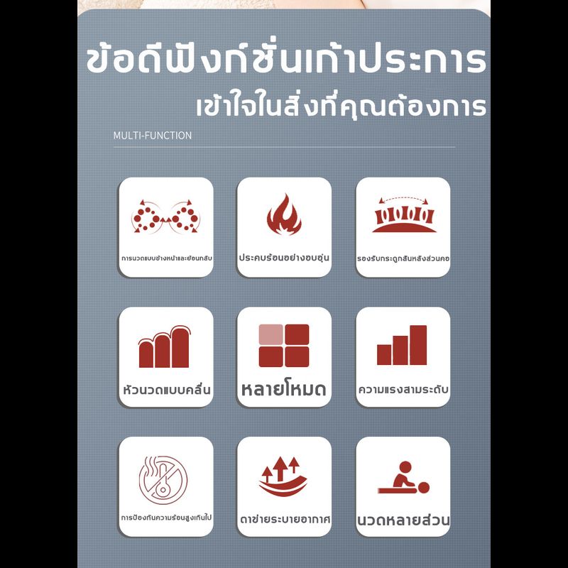 Bevan หมอนนวดคอไฟฟ้า ประคบร้อน การปรับความเข้มสามระดับ ล้อนวด 16 อัน การนวดรอบทิศทางสามมิติ (หมอนนวดไฟฟ้า เครื่องนวดคอ เบาะนวดไฟฟ้า นวดคอไฟฟ้า นวดคอบ่าไหล่ นวดไหล่ไฟฟ้า เครื่องนวดเท้า ที่นวดไฟฟ้า เครื่องนวดไฟฟ้า หมอนนวดคอ ที่นวดคอไฟฟ้า เบาะนวดอเนกประสงค์