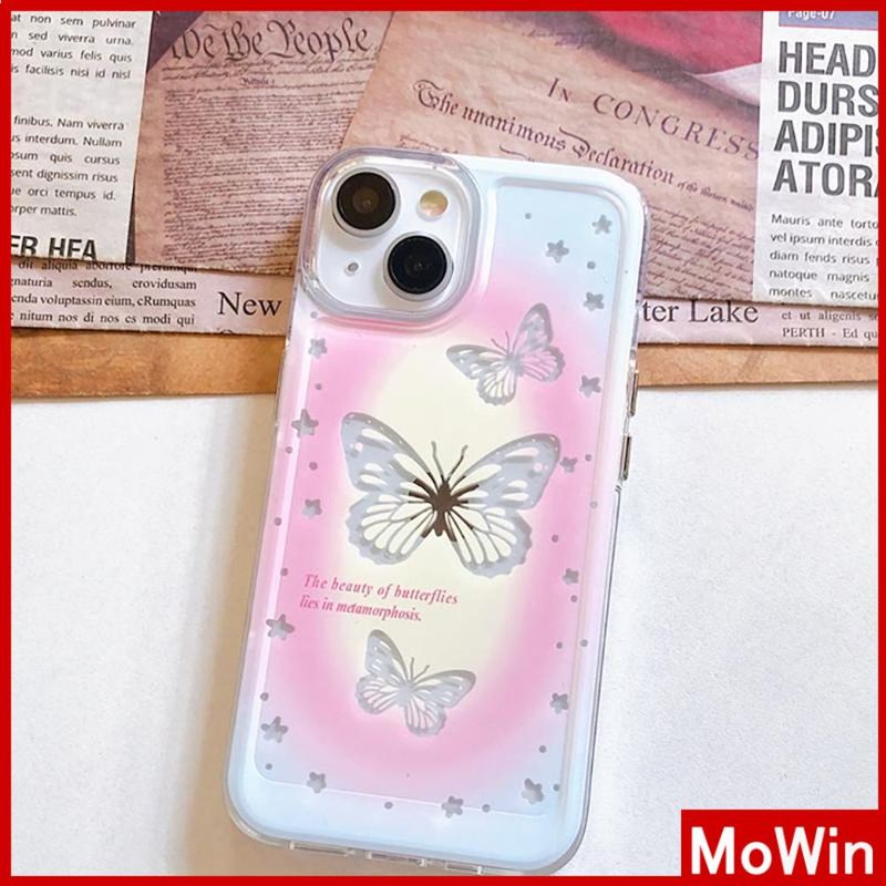 Mowin - เข้ากันได้สำหรับ 15 เคสไอโฟน11 เคส iphone 11 เคส iPhone เคสใส TPU Soft กันกระแทกปุ่มชุบไฟฟ้า Simple Butterfly Star เข้ากันได้กับ iPhone 13 Pro max 12 Pro Max 11 xr xs max 7Plus 8Plus