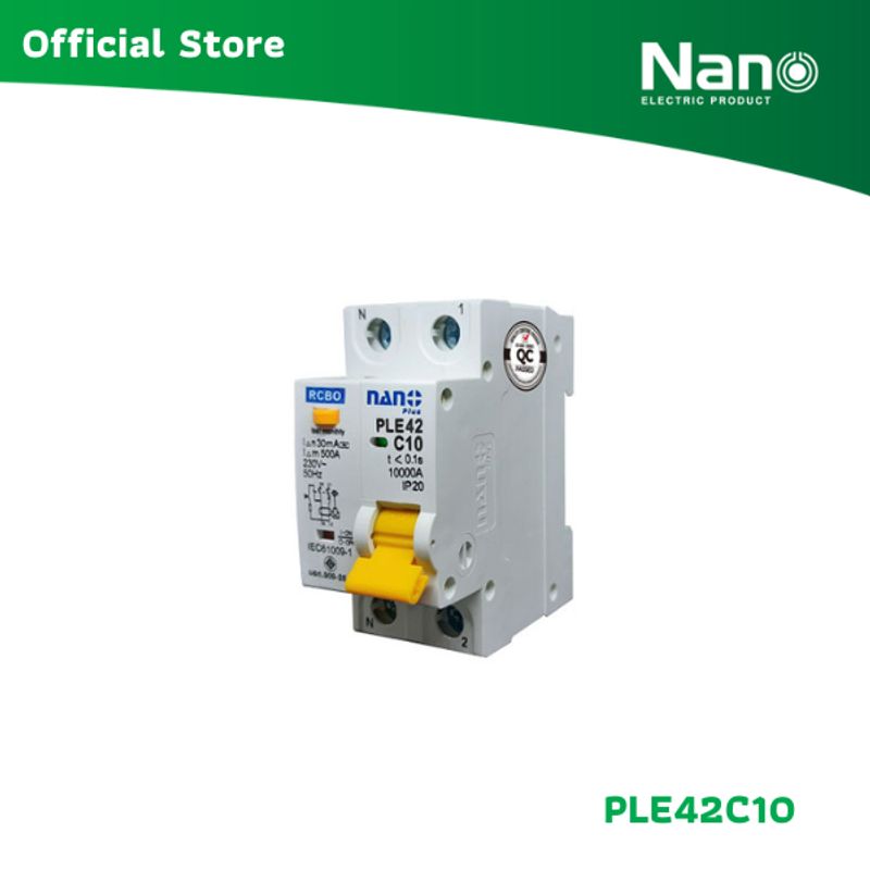 NANO เซอร์กิตเบรกเกอร์กันดูด NANO PLUS 2P 10kA (1 ชิ้น/กล่อง) รุ่น PLE42C