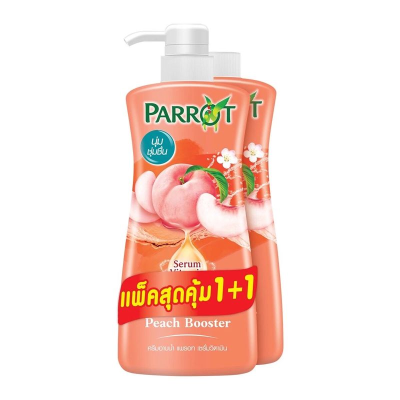 มีให้เลือก 6 สูตร 1 แถม 1 (สินค้าแถมในแพ็ค) Parrot Shower Cream Vitamin Serum 450ml. แพรอท ครีมอาบน้ำ เซรั่มวิตามิน 450มล. ครีมอาบน้ำนกแก้ว