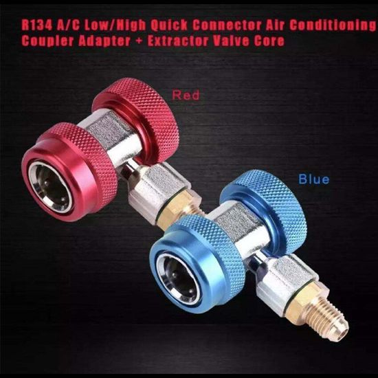 คอปเปอร์ เติมน้ำยาแอร์ R134a (สีน้ำเงิน+สีแดง) แพคคู่ AC Coupler R134a High + Low side ชุดคอปเปอร์ คอปเปอร์แอร์