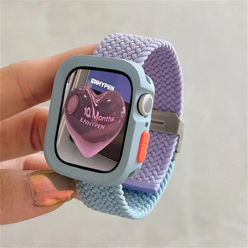 สายผ้าไนลอนสาน + Tpu เคสสำหรับนาฬิกา Apple อัลตร้า Ultra2 9 8 7 SE 6 5 4 3 IWatch 49มม. 45มม. 41มม. 44มม. 40มม. 42มม. 38มม.