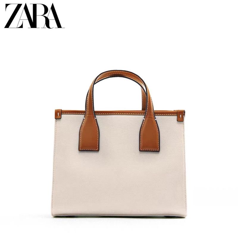 Zara24 ใหม่ กระเป๋าถือ กระเป๋าสะพายไหล่ ผ้าแคนวาส ทรงโท้ท ความจุขนาดใหญ่ สําหรับสตรี 6842910002