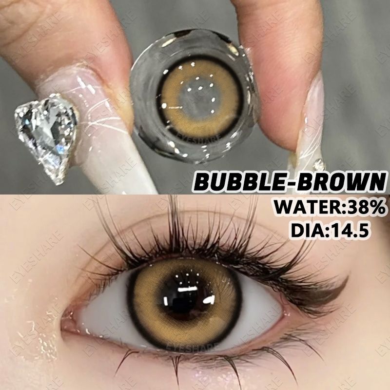 {COD}-BUBBLE-100°-600° คอนแทคเลนส์สายตาสั้นสีเทา คอนแทคเลนส์สีตาโต 14.5 มม. น่ารัก 1 คู่ ใช้ได้หนึ่งปี จัดส่งฟรี