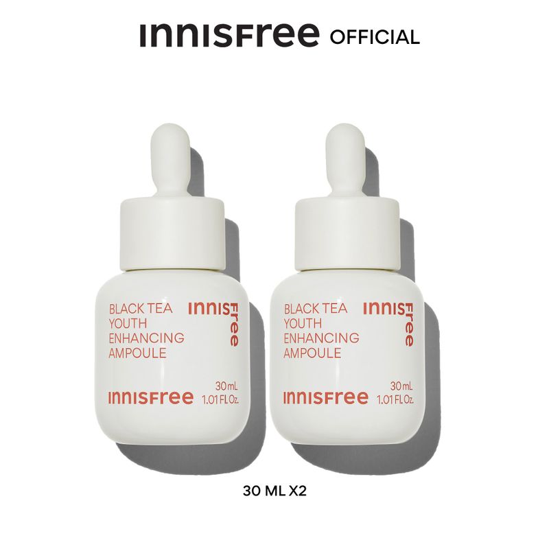 Innisfree Double Black Tea Youth Enhancing Ampoule Set (30 ml. X2) อินนิสฟรี แบล็คที แอมพลู เซต (30 ml. X2)