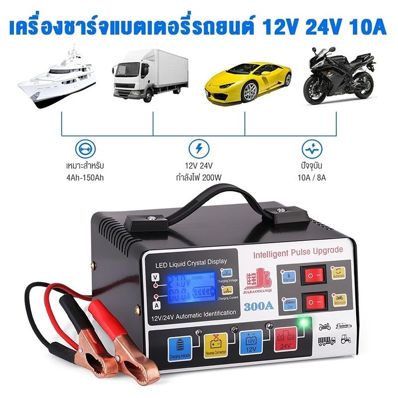 เครื่องชาร์จแบตเตอรี่รถยนต์ เครื่องชาร์จ 24V 12V ตัวชาร์จแบตเตอรี่ เครื่องชาร์จอัจฉริยะและซ่อมแบตเตอรี่รถยนต์