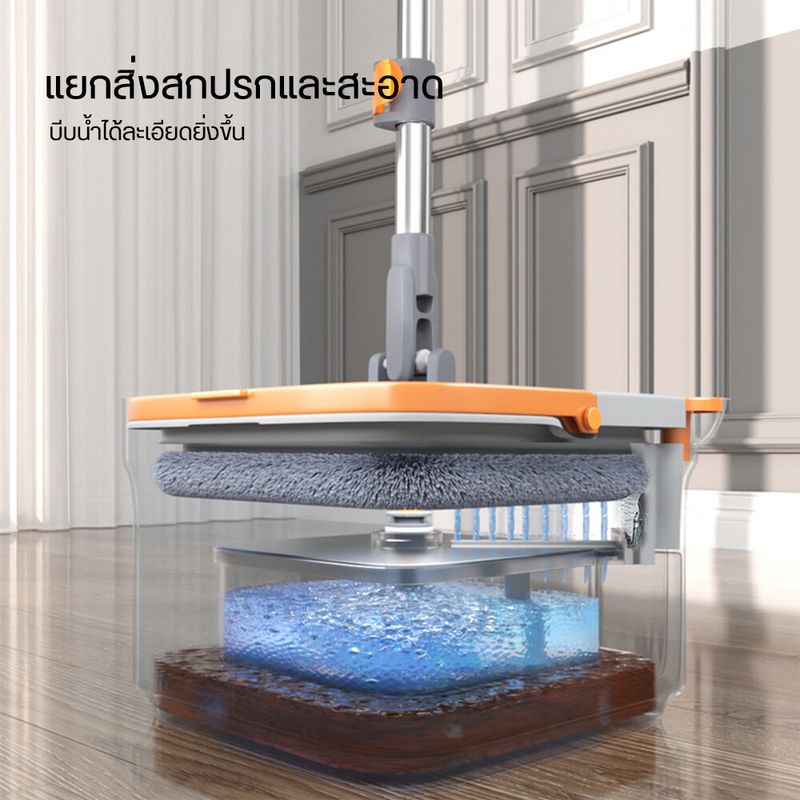 Joybos M16 Upgrade (รุ่น S1F1 /S01) Spin Mop 2 in 1 ไม้ม๊อบถูพื้น spin ไม้ถูพื้น หมุนได้ 360° แยกน้ำสกปรก ไม้ม๊อบถูพื้นพร้อมถังปั่น ไม้ม็อบถูพื้นแบบหมุนได้  ผ้าถูพื้น 2 ชิ้