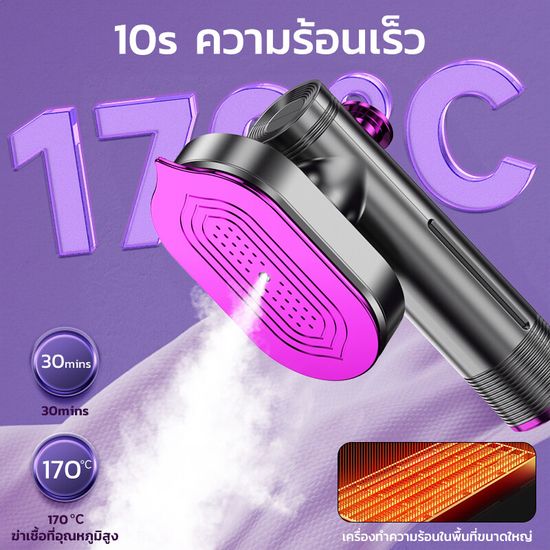 CylRedbat 2in1เตารีดพกพา พับเก็บได้ 170℃เตารีดไอน้ำใช้มือถือ10sรีดเร็ว เครื่องรีดผ้าไอน้ำขนาดเล็ก รีดแห้งและไอน้ำ ฆ่าเชื้อที่อุณหภูมิสูง 99%