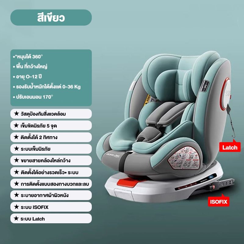 คาร์ซีทเด็ก การรับรองคู่ 3C/ECE หมุนอิสระ 360°อินเตอร์เฟสisofix+lacth คาร์ซีทแรกเกิด เบาะคาร์ซีท Carseat