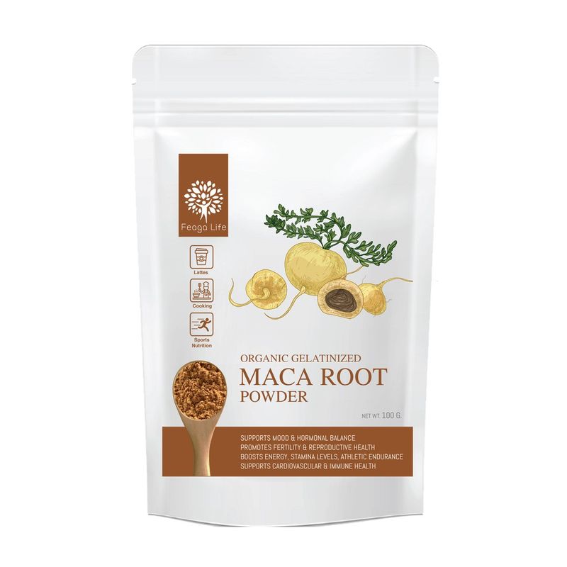 ผงมาค่า Organic Gelatinized Maca Root Powder 100 กรัม ยี่ห้อ Feaga Life