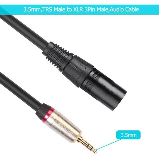 0.3 เมตร 3.5 มิลลิเมตรสเตอริโอ TRS ชายกับ XLR 3Pin ชายสายสัญญาณเสียงไมโครโฟนลวด