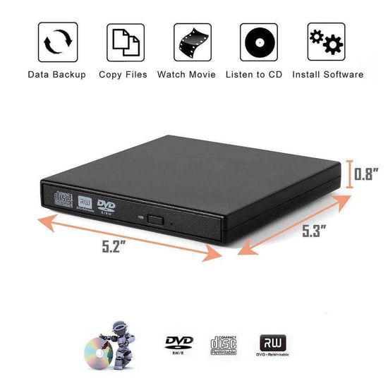 เครื่องเล่น dvd player USB 2.0(รองรับทั้งPC Mac) DVD อ่านเขียน CD/DVD-RW DVD-ROM ดีวีดี พกพา External CD/DVD Burner ใช้ไ