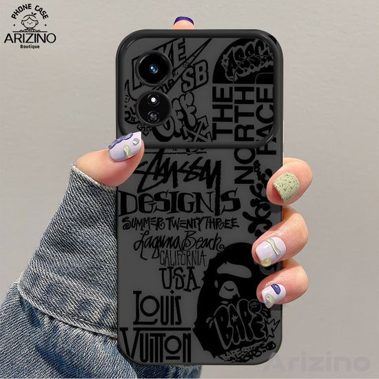 เคสโทรศัพท์ OPPO A57 A38 A58 A18 A54 A17 A17K A78 A77S A55 A7 A16 A15 A94 A53 A31 A95 A9 A98 A79 A12 A93 F9Pro แฟชั่นอาร์ตซี่ป้ายยี่ห้อทีพียู A96ป้องกันการตก