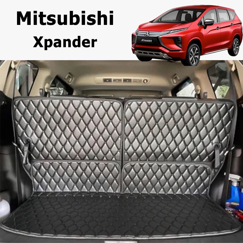 Mitsubishi Xpander (ปี2018-2024) ถาดท้ายรถยนต์ พรมหนัง3ชิ้น พรมปูพื้นรถยนต์ เฉพาะถาดท้าย3ชิ้น