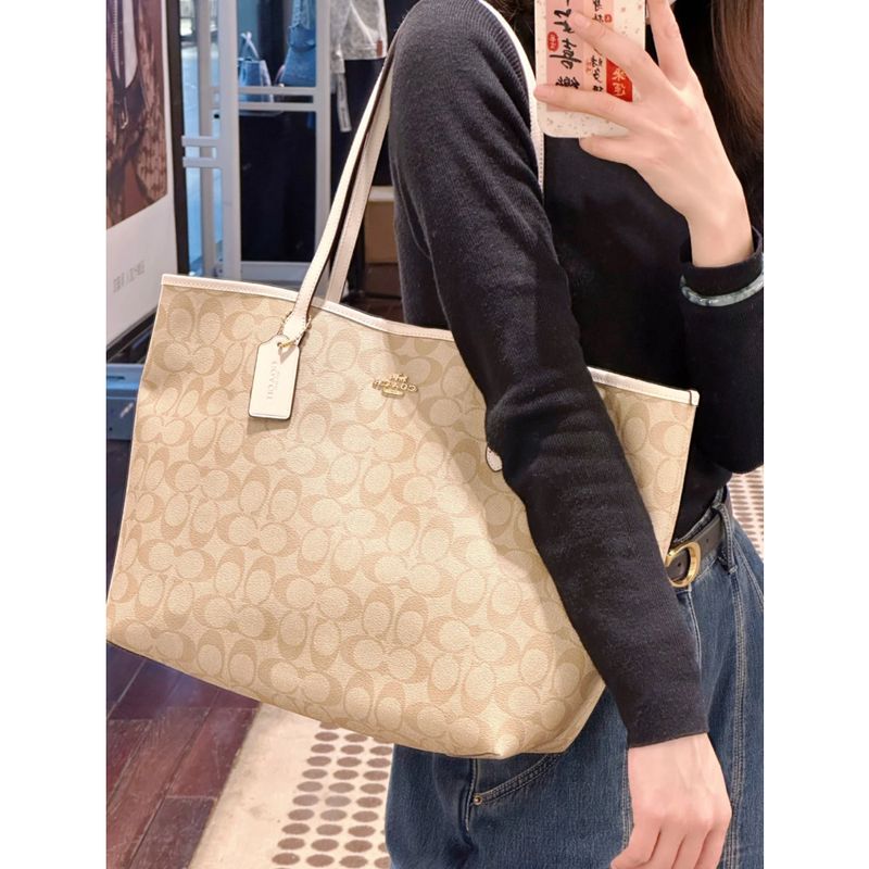 [Same day delivery in Bangkok] COACH/coach Tote Bag Women's Bag Printed Presbyopia Tote Bag Shoulder Large Capacity