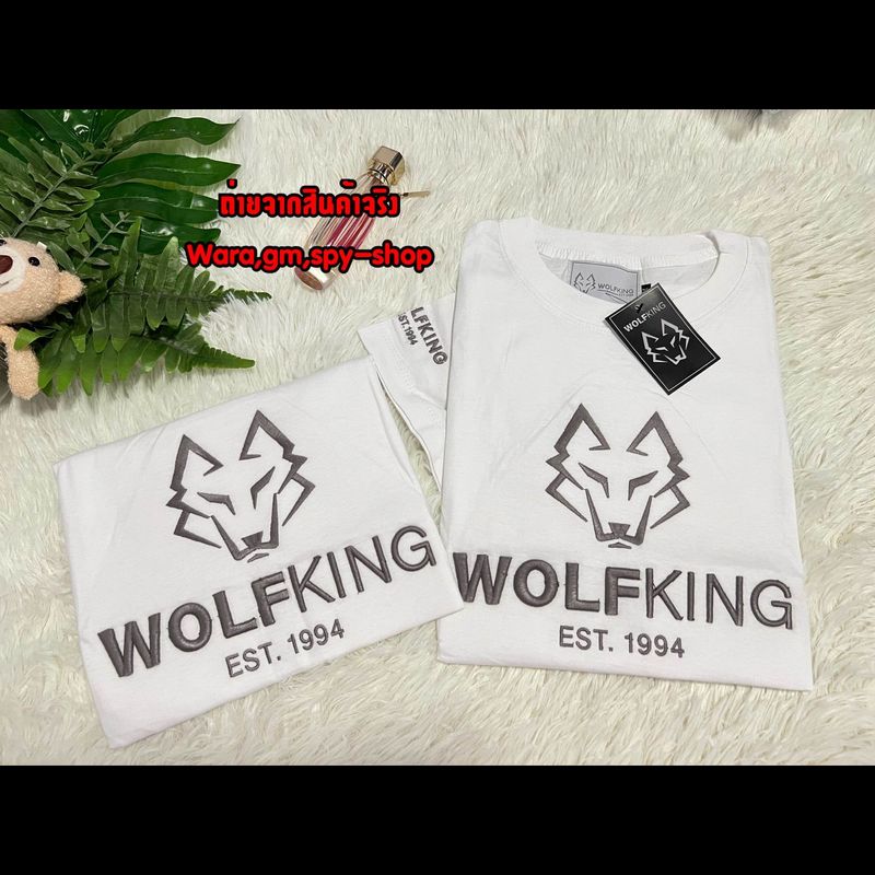 🔥เสื้อยืด แขนสั้น งานปักหมาป่าWOLFKINGทรงตรงใส่ได้ทั้งชายหญิงSMLXL2XL