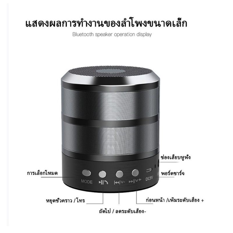 ลำโพงบลูทูธ รุ่น WS-887 แบบพกพา เสียงดี เสียงดัง เบสหนัก ลำโพง Speaker Bluetooth