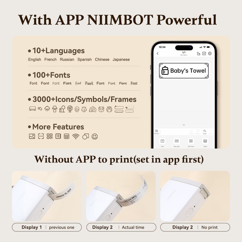 niimbot:D11/D110 เครื่องพิมพ์ฉลาก,White D110 +ฉลากฟรี,Free Shipping