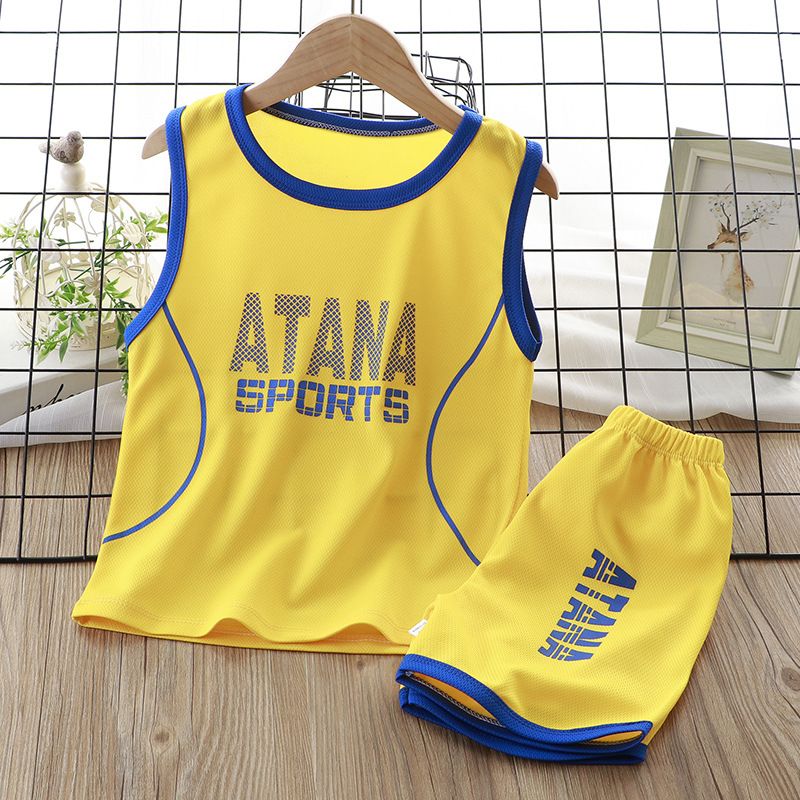 Summer childrens vest ball suit sports suit Korean version of loose leisure boys and girls suit childrens clothing