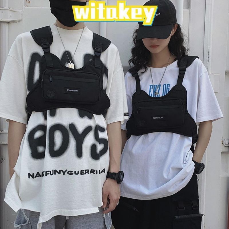 Witakey กระเป๋าเป้สะพายหลัง คาดอกลําลอง แต่งซิป กันน้ํา สีดํา เหมาะกับใส่ทํางานกลางแจ้ง สําหรับผู้ชาย และผู้หญิง