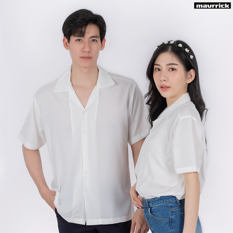 Mavrrick มาริค เสื้อเชิ้ต - ฮาวาย แขนสั้น ยับยาก ไม่ต้องรีด ฮาวายแขนสั้น MonoTone