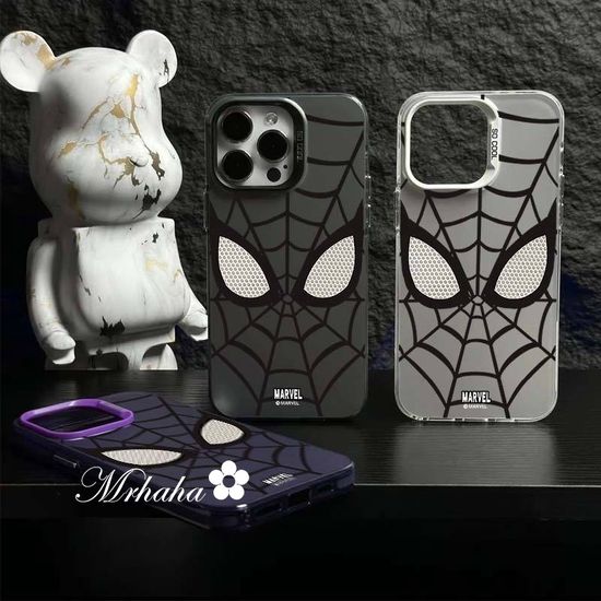 เคสสำหรับ iPhone 11 12 13 14 15 Pro Max 7 8Plus Xs Max X Xs Xr Spider-Man เคสสองชั้นเคสโทรศัพท์ฟรอสติ้งป้องกันการตก