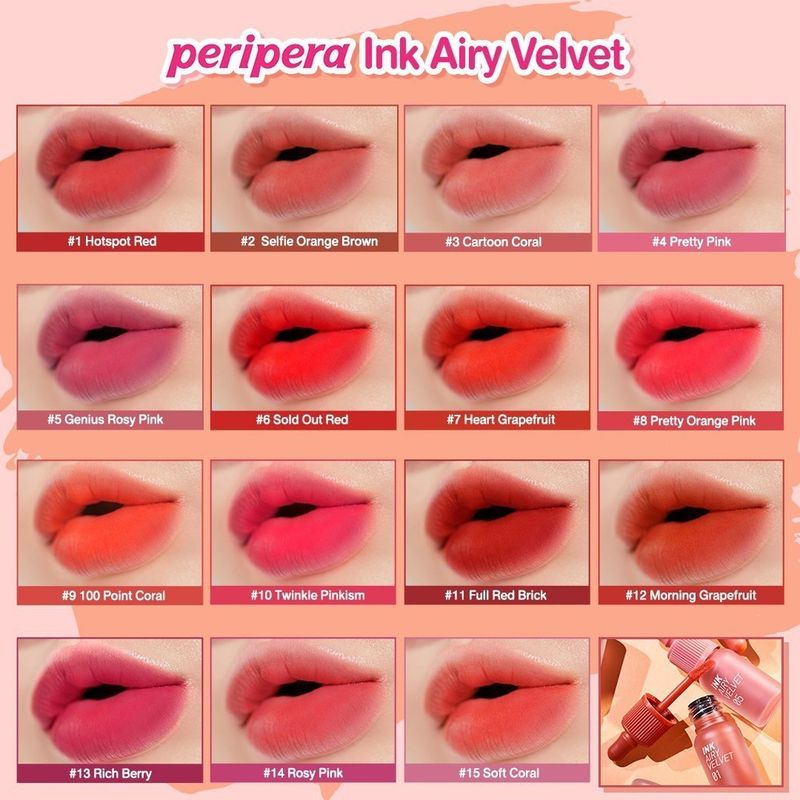 ลิปทิ้นเนื้อกำมะหยี่ PERIPERA Ink The Airy Velvet 4g บางเบาไม่หนักปาก