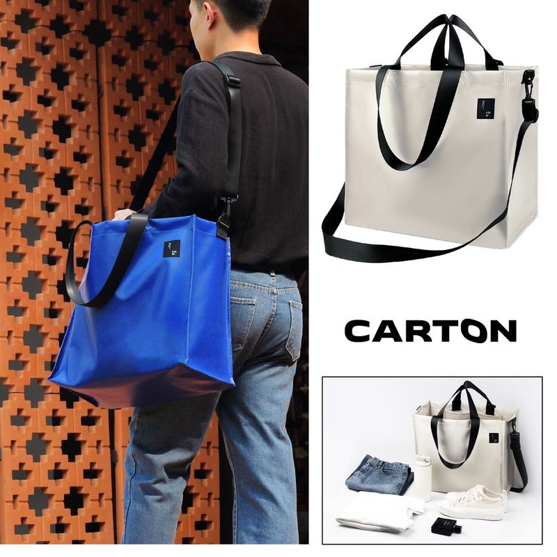 กระเป๋าสะพายข้าง ผ้าใบกันน้ำ สะพายไหล่ ขนาดใหญ่ ใส่ของ Laptop Taplet พกพาสะดวก CARTON BAG KIDNAP ME.