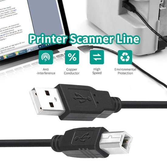 สายปริ้นเตอร์ สายUSB Printer  สายปริ้นเตอร์ USB 2.0 ความยาว 1.5M / 3M ใช้ได้กับเครื่อง Canon Epson Brother HP Samsung Ricoh Lexmark Fujitsu เชื่อมต่อกับปริ้นเตอร์ สำหรับเครื่องปริ้นเตอร์ สแกนเนอร์  A60