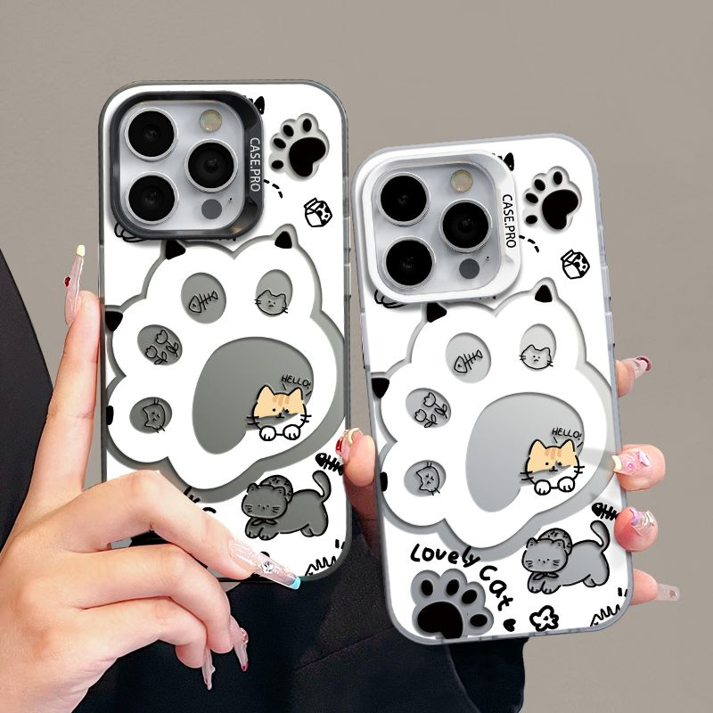 เคส Vivo V29 V30 V27 5G เคส Vivo V30E V29E V27 Pro สำหรับมืออาชีพ สายน่ารักเคสกันกระแทกอุ้งเท้าแมว IMD ชุบกระดุมหรูหราเคสเคลือบแข็ง