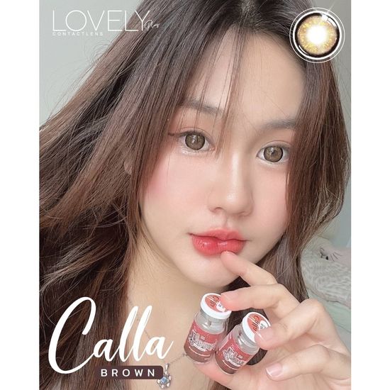 คอนแทคเลนส์ ตัวเลนส์มีกลิตเตอร์กากเพชร💗 รุ่น Calla (Lovelylens) ขนาดบิ๊กอาย 💗 สี Brown/Gray