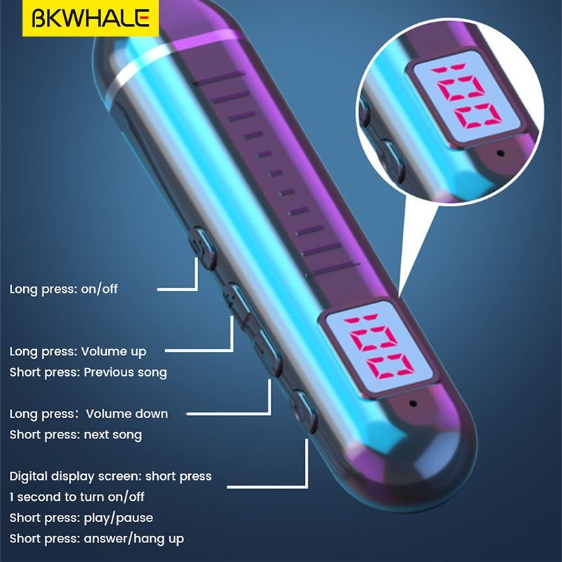 Bkwhale BT-21 หูฟังบลูทูธไร้สาย 5.0 พร้อมไมโครโฟน ตัดเสียงรบกวน ใช้ได้นาน สําหรับเล่นกีฬา วิ่ง