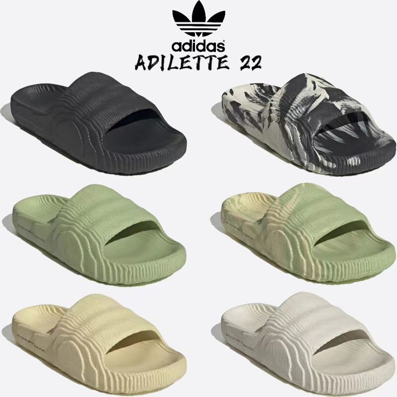 【บางกอกสปอต】Adidas_Adilette 22 Kanye รองเท้าแตะผู้หญิง ใส่ไปข้างนอกได้รองเท้าแตะพื้นหนาใส่ไปข้างนอกสำหรับคู่รักใส่ไปชายห