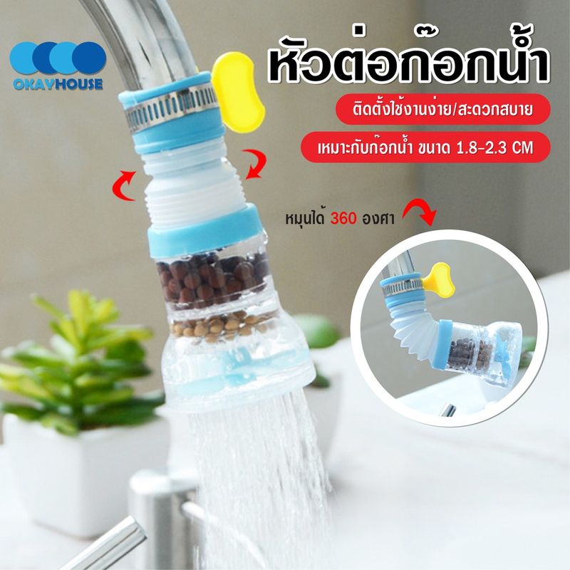 พร้อมส่งokayhouse/ หัวต่อก๊อกน้ำ หัวต่อกันน้ำกระเด็น ก๊อกต่อหมุนได้ 360 องศา หัวกรองน้ำ ก๊อกกรองน้ำ