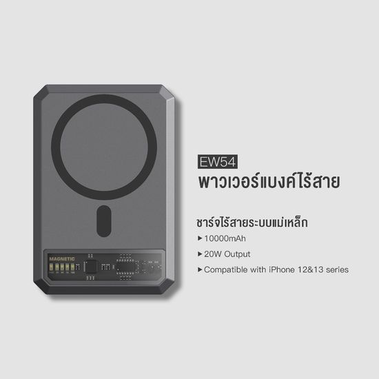 [ติดตาม รับส่วนลด] Eloop EW54 MagCharge Magnetic 10000mAh PowerBank  Wireless Charger ของแท้