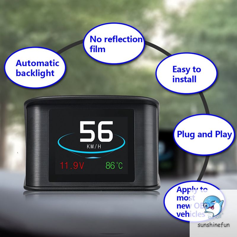 เครื่องสแกนเนอร์รถยนต์ P10 HUD Head Up Display OBD 2